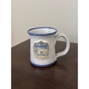 Deneen Pottery Dreamcatcher Bed Breakfast Taos New Mexico Ceramic Mug Blue Rim